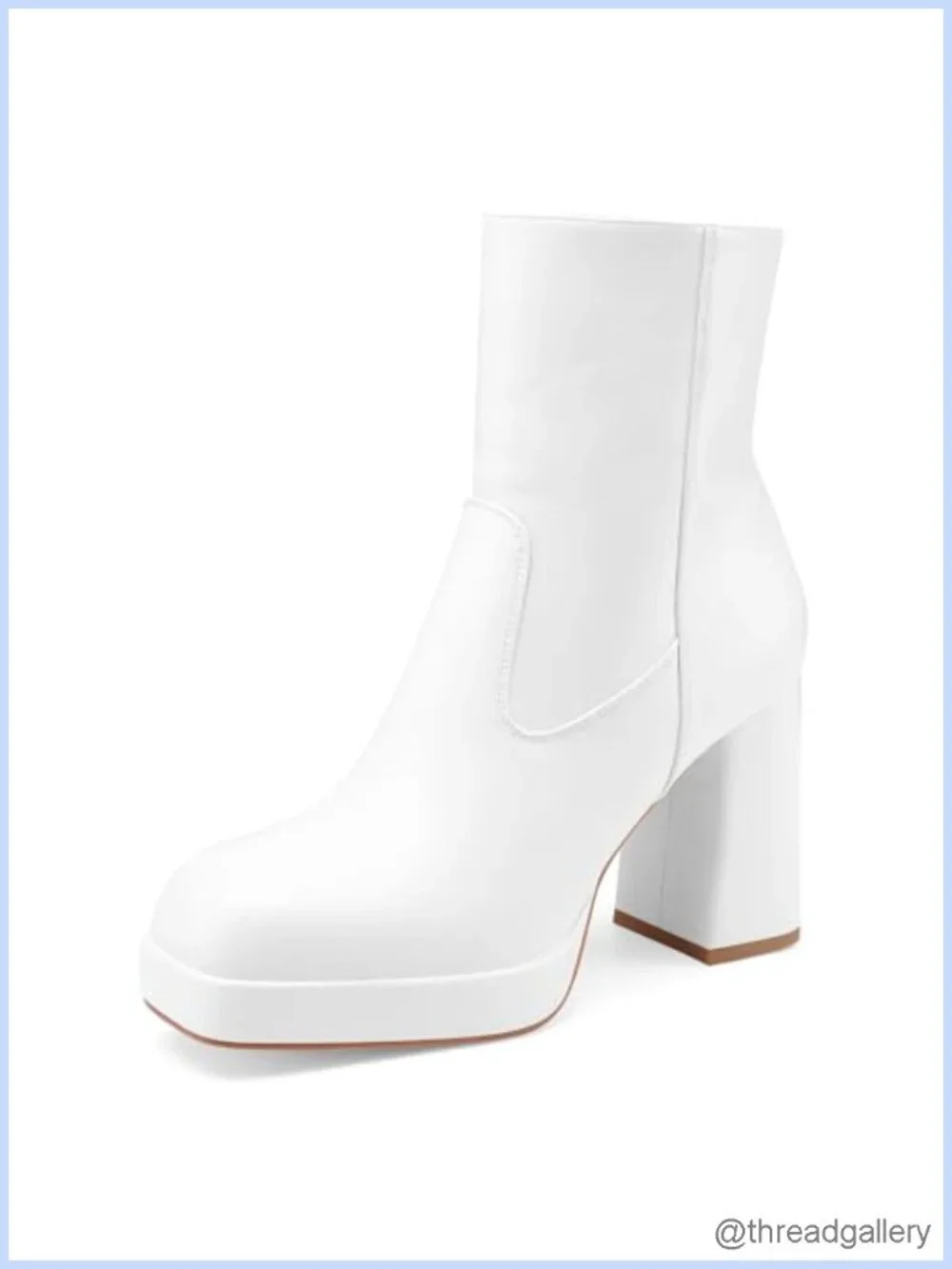 Women's Chunky Heeled Ankle Boots PU Leather Square Toe Side Zipper Booties Gogo